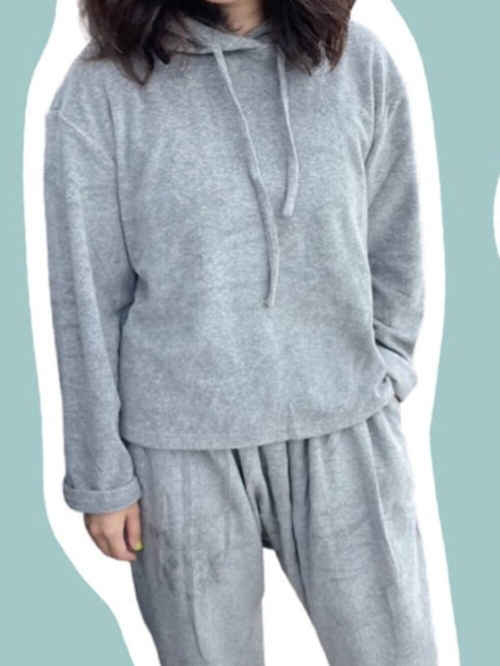 Red sky / Endless Vacation grey terry hoodie, size S